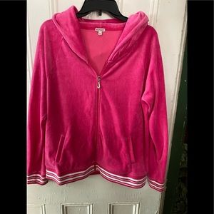 Juicy fuscia velour zip up hoodie